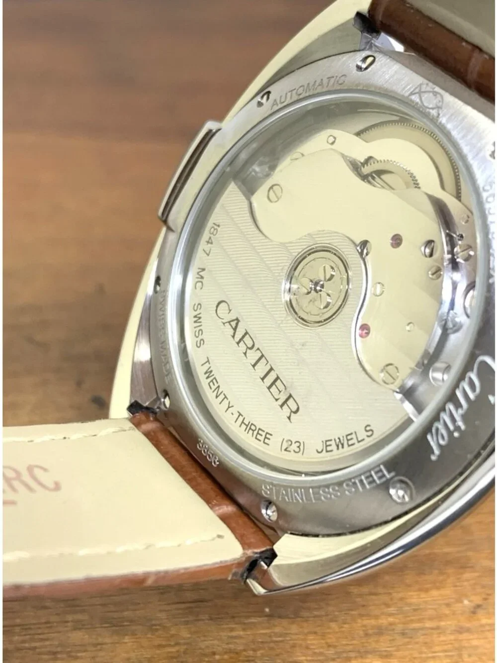 Cartier Cle WSCL0017 Womens Watch Swiss Automatic Silver Dial Brown Leather 35mm